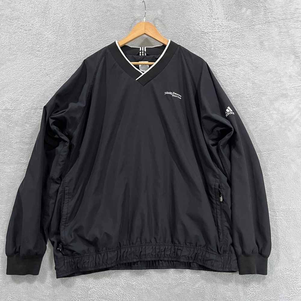 Adidas Golf Windbreaker Mens XL Climaproof Black Vintage 2003 Black Long Sleeve